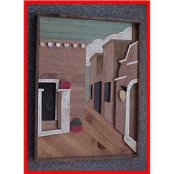 Vintage Signed Grot Wood Construction Cityscape #981531