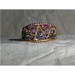 14 ct gold ring with saphire & ruby #981632