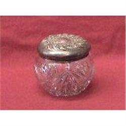   Cut glass and Silver powder jar  #983033