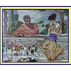SILK EMBROIDERED & PAINTED PICTURE VICTORIAN #983144