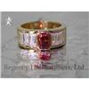 Image 1 : RHJ Baguette Cubic Zirconium Ring w Synthetic #987599