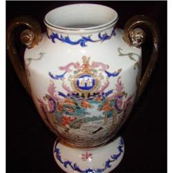 C. 1920 DOUBLE HANDLEPORCELAIN VASEW/FOX HUNT #987614