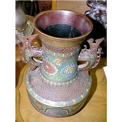 Hand Painted Chinese Cloissone Bronze Urn #987750