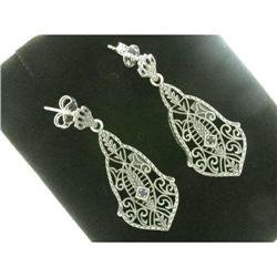  Antique FILIGREE Earrings w SAPPHIRE #987873