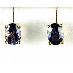 14K GOLD  BLUE IOLITE EARRINGS  2 CARATS! #987879