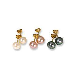  3 PAIR PEARL EARRINGS - WHITE PINK  BLACK! #987885