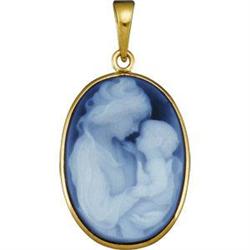 14K Gold Pendant CAMEO MOTHER w CHILD #987901