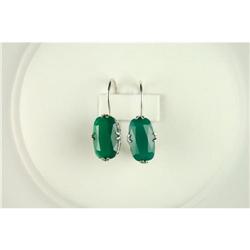 ANTIQUE Style Earrings GREEN ONYX  w FILIGREE #987903