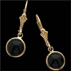  14k GOLD EARRINGS  BLACK ONYX Dangle #987914