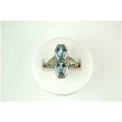 ANTIQUE Style Ring 2 BLUE TOPAZ 4 CARATS! #987922