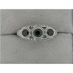 Antique Style FILIGREE Ring 3 SAPPHIRES #987926