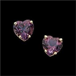 14k Gold Earrings HEART AMETHYST   #987927