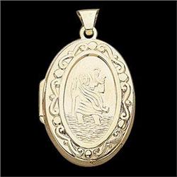 14K GOLD LOCKET ST. CHRISTOPHER PENDANT #987929