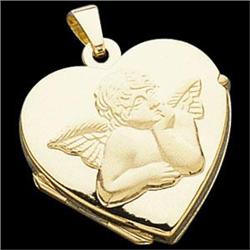 14K Gold HEART LOCKET w  ANGEL #987939