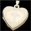 Image 1 : 14K HEART LOCKET Pendant w CROSS #987940