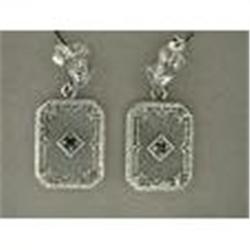 Antique EARRINGS Camphor Glass SAPPHIRE #987953