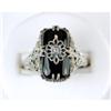 Image 1 : ANTIQUE Filigree Ring BLACK ONYX DIAMOND #987955