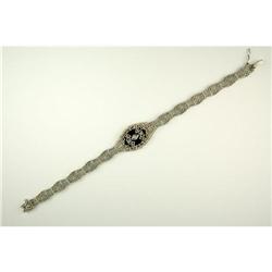 ANTIQUE FILIGREE BRACELET  ONYX w DIAMOND #987963