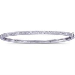 14k WHITE Gold BANGLE Bracelet DIAMONDS  #987987