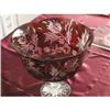 Image 1 : Red Signed Crystal Footed Bowl #988474