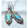 Image 1 : Sterling Silver & Turquoise Earrings Signed  #998979