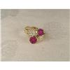 Image 1 : Estate 14K Ruby Baguette Diamond Floral Ring #1008379