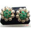 Image 1 : Emerald Green Rhinestone WEISS Earrings #1021791