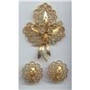 Image 1 :  MONET Gold Filigree Pin  Earring Set #1021922