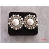 Trifari White Clear Rhinestone Earrings  #1021997