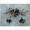 Estate Mexican Sterling Floral Brooch Earrings#1022190