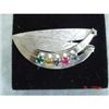 Image 1 : Signed Sterling Multicolored Rhinestone Brooch #1022205