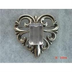 Estate Rare Signed Sterling Crystal Brooch  #1022478