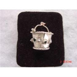 Estate Mexican  STERLING EMERALD Bucket CHARM#1022489