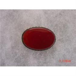 Art Deco Germany Sterling CARNELIAN Brooch Pin #1022505