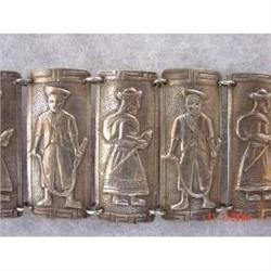 Unique Engraved Silver People Link Bracelet#1022524