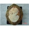 Image 1 : Estate Hand Carved Shell Cameo Enamel Brooch #1022531