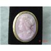 Estate Hand Carved  Pink Cameo Brooch #1022533