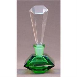 VINTAGE Czech Bohemian GREEN Perfume Bottle #1022722