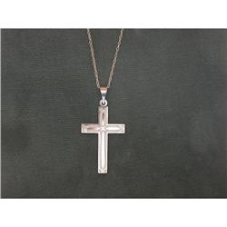 14k White Gold CROSS Pendant w  Chain #1023085