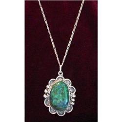 Turquoise and Silver Pendant w/Chain #1023120