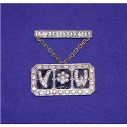 Vintage Monogram Onyx  Rhinestone Brooch/Pin #1023265