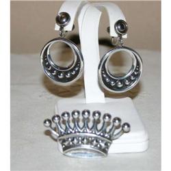 Vintage Taxco Sterling Brooch & Earrings #1023339