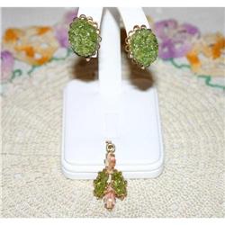 Rare Genuine Stone Necklace/Earrings  #1023424