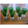 Image 1 : Set of 7 Forest Green & Crystal Goblets #1023497