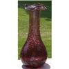 Image 1 : 7.25" VINTAGE DARK AMETHYST CRACKLE GLASS VASE #1023625