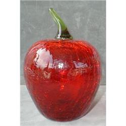 CRACKLE Glass APPLE PaperWEIGHT Large RED #1023794