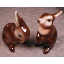 GOEBEL Rabbit Figurines 2 Brown Bunnys VINTAGE #1023804