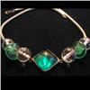 Image 1 : Emerald Glass and Textured Clear Beaded #1024165