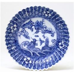 5 Old Japanese Blue & White Imari Dragon Dish #1024296