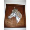 Image 1 : A SILVER HORSE ON A WOOD FRAME  #1024469